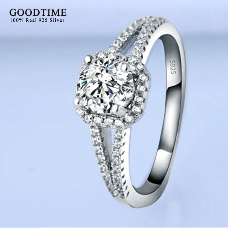 Женское кольцо из серебра 925 пробы с фианитом 2 карата|sterling silver engagement rings|engagement