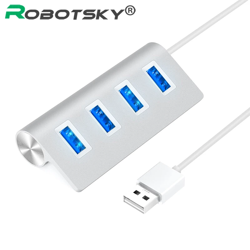 

Robotsky USB HUB High Speed Aluminum Usb 3.0 Hubs 4 Port Power Interface With Date Cable for Laptop PC MacBook Air