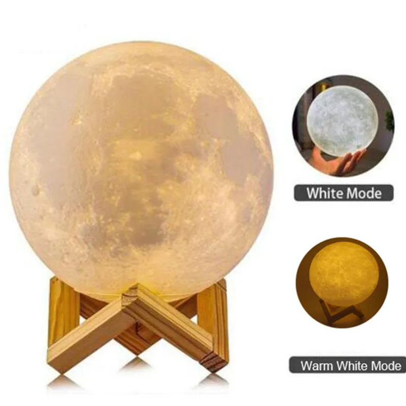 buy 3D Print Moon Lamp Touch Switch Bedroom Bookcase Night Light 2 Color Change Home Decor Creative Gift 9D