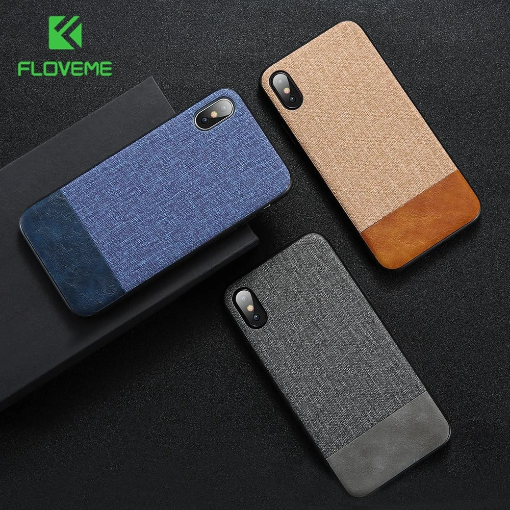 

FLOVEME Luxury Phone Case For iPhone X XS Max XR Cloth Soft Silicone Phone Cases For iPhone 7 8 6 Plus Fabric Cover Coque Capa