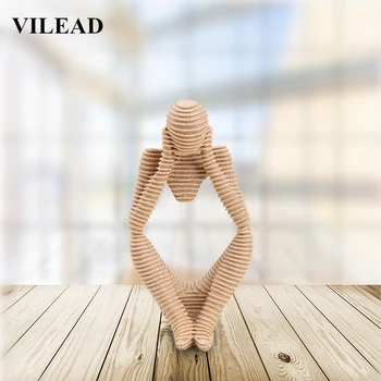 

VILEAD 9.4" Sandstone Thinker Statue Meditation Miniatures Figurine Ornaments For Home Store Shop Window Porch Sculpture Gifts