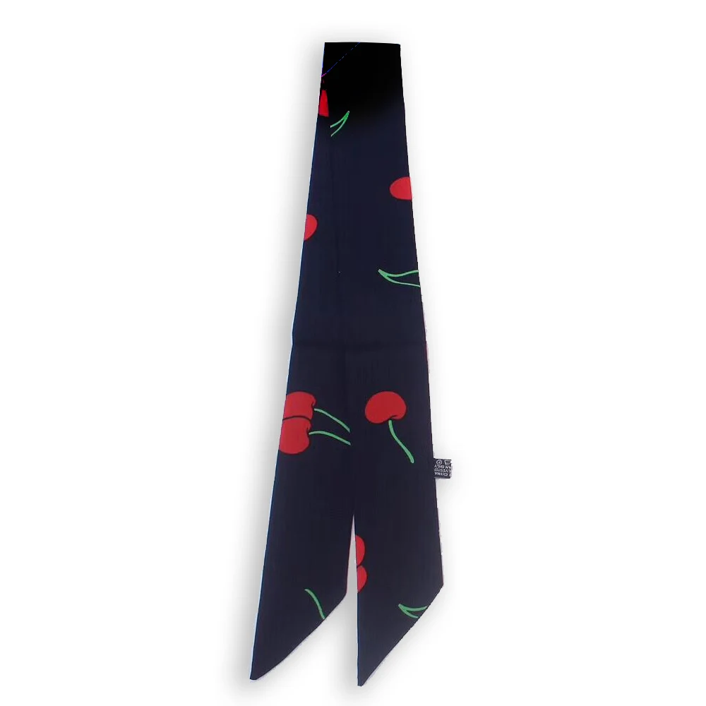 Маленький шелковый шарф для женская головная повязка тонкий шарф ручка сумка лента длинные шарфы-повязки для головы вишневый Шелковый шарф с принтом - Color: 1