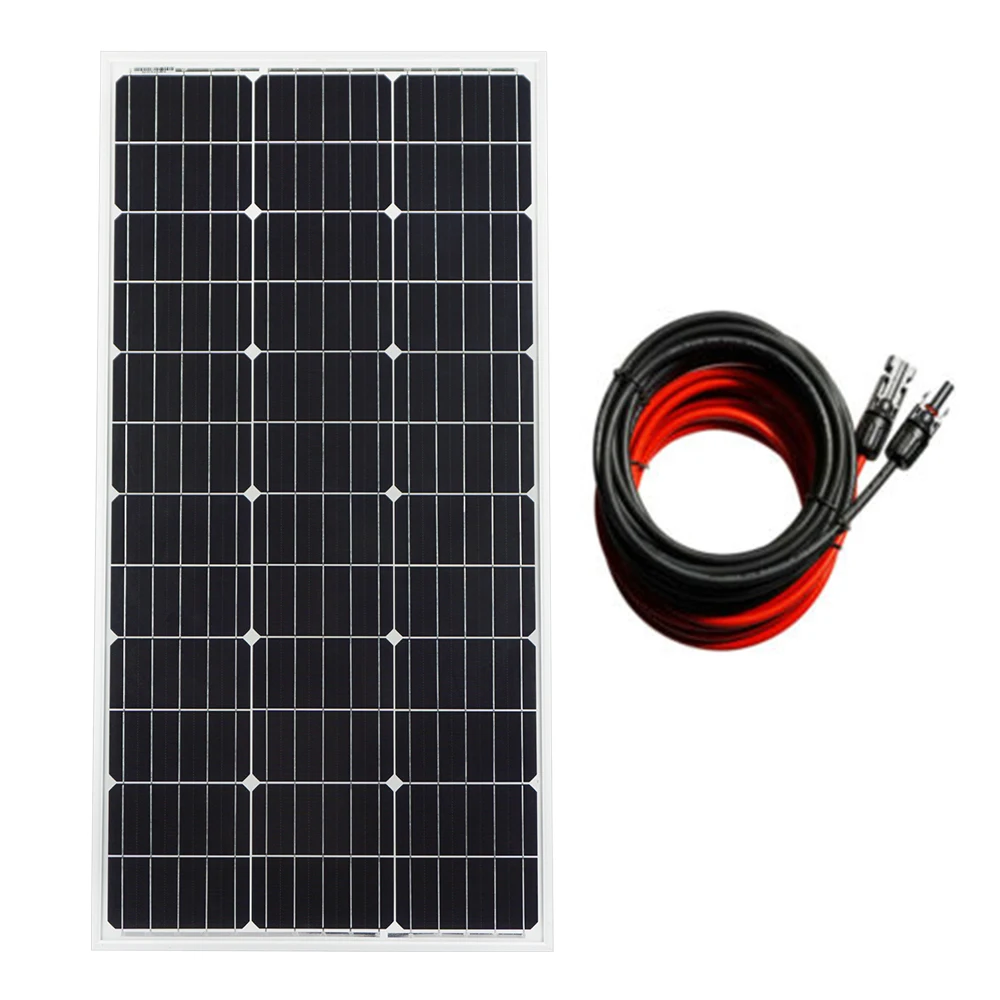 

ECOworthy 100W mono Solar power panel system 100w 18V monocrystalline panel with 5m black & red cables for 12V battery charger