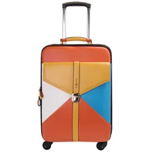 Brands men Fashion Business PU Hit color women travel suitcase universal wheels trolley bags rolling luggage bag Mute 20