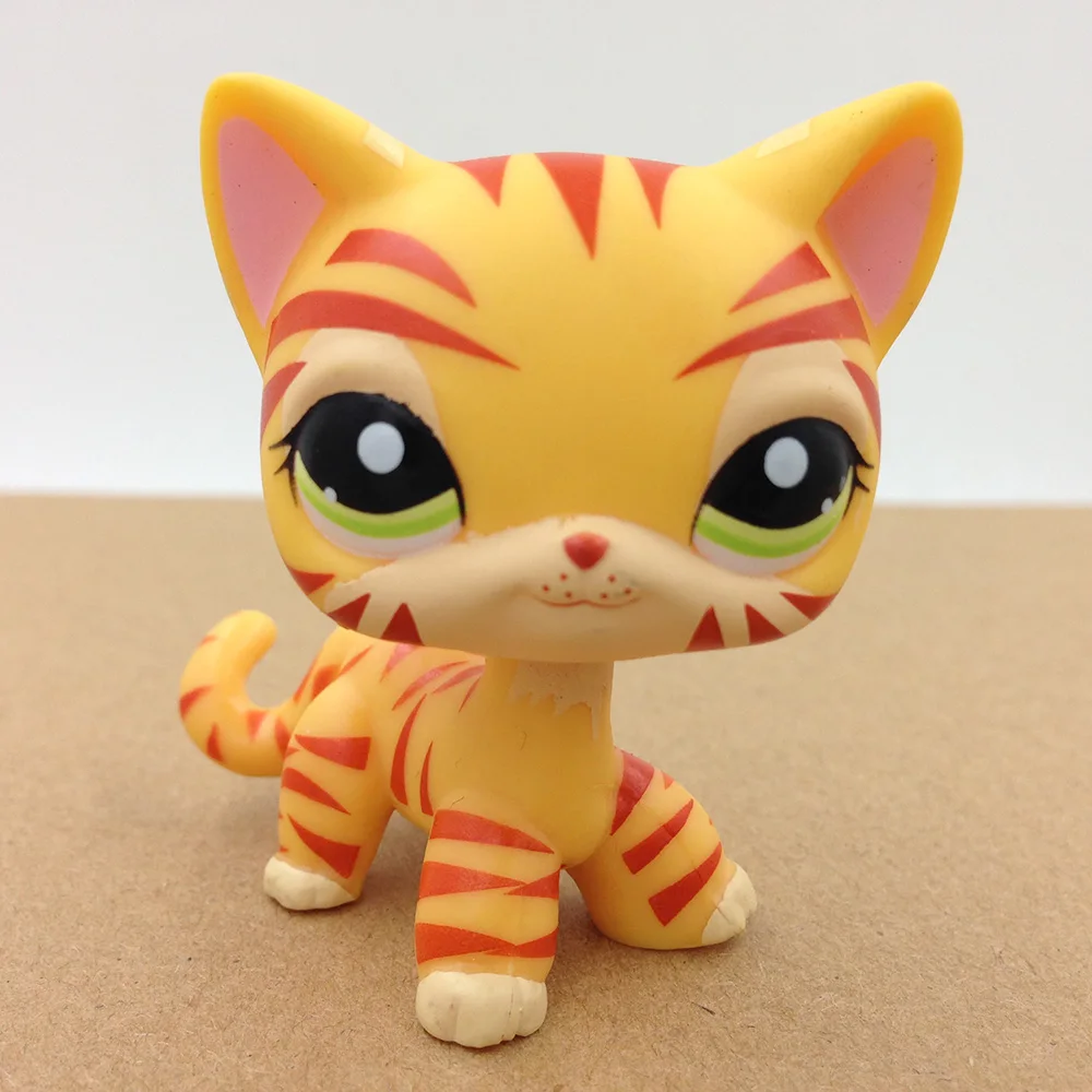 

Pet Shop PS 1451 Short Hair Tiger Cat Kitten Kitty Green Eyes Toy Gift Action Figure Kids Toys Gift In a Cute Box