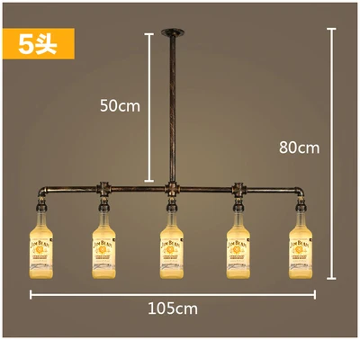 Винтажный Железный Лофт-бар, светодиодный светильник для гостиной, промышленные подвесные лампы, подвесные светильники для дома, Кухонные светильники - Цвет корпуса: 5 heads