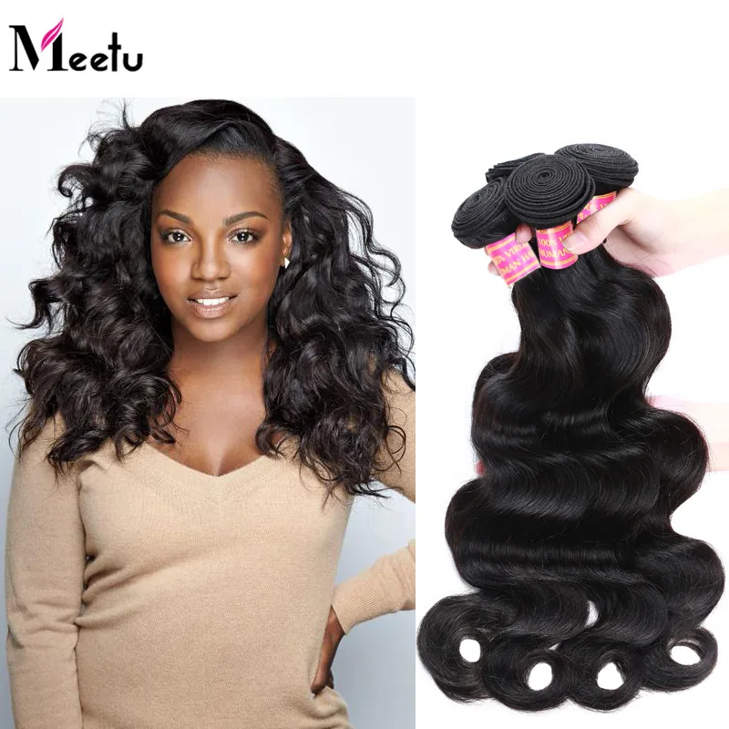

100% Unprocessed Indian Body Wave Virgin Human Hair 8-28" Weave Meetu Hair Products Cheap Indian Virgin Hair Body Wave 7A Grade