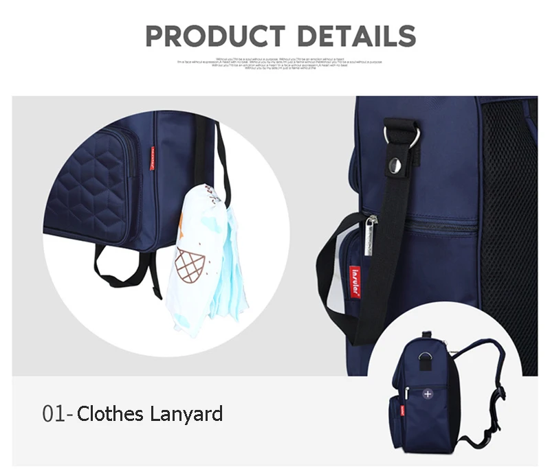 Baby Diaper Bag 4 PcsSet Waterproof Toddler Nappy Bags Multifunction Mummy Baby Care Milk Bottle Insulation Backpack BB6033 (7)