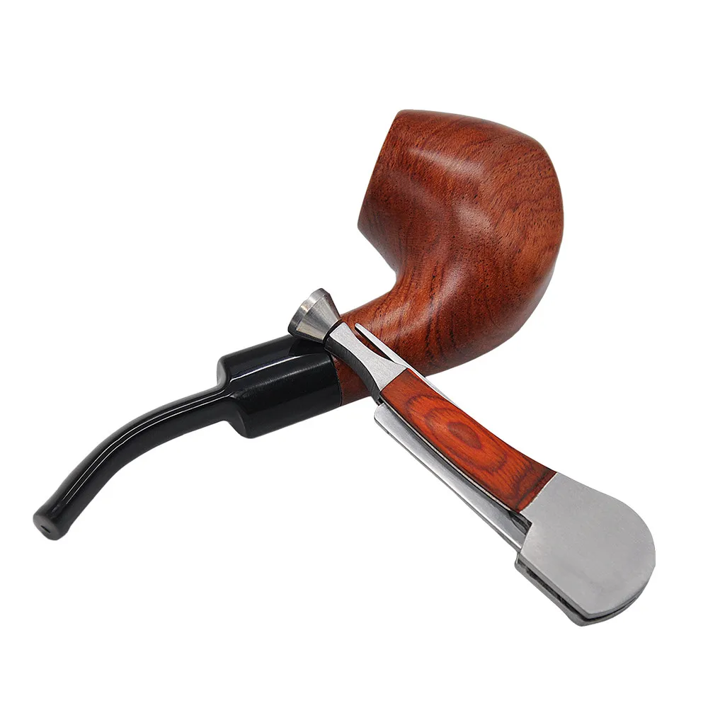 Tobacco Smoking 3in1 Red Wood Stainless Steel Pipe Cleaning Reamers