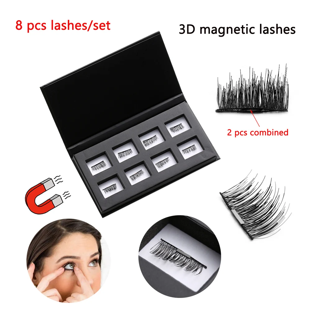 

8 Pcs/Set Natural Reusable Thick Cross Eyelashes Extension Soft Advanced 3D Magnetic False Eyelashes Makeup Tools