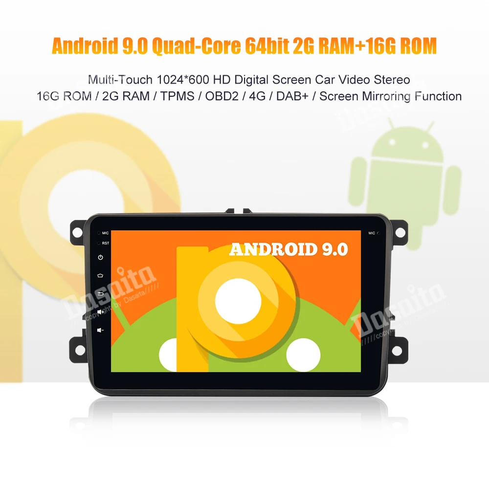 Discount Android 9.0 Car 1 din Car Audio for Seat Leon  Transporter Auto Radio MP3 WIFI GPS Bluetooth 8" IPS Multi Touch Screen 0