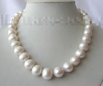 

stunning big 11-13mm round white freshwater cultured pearl necklace Factory Wholesale price Women Gift word Jewelry