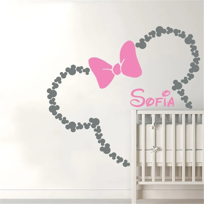 

Mickey Mouse Head Silhouette Simple Style Wall Stickers Custom Name Special Home Children Bedroom Vinyl Wall Decals Mural