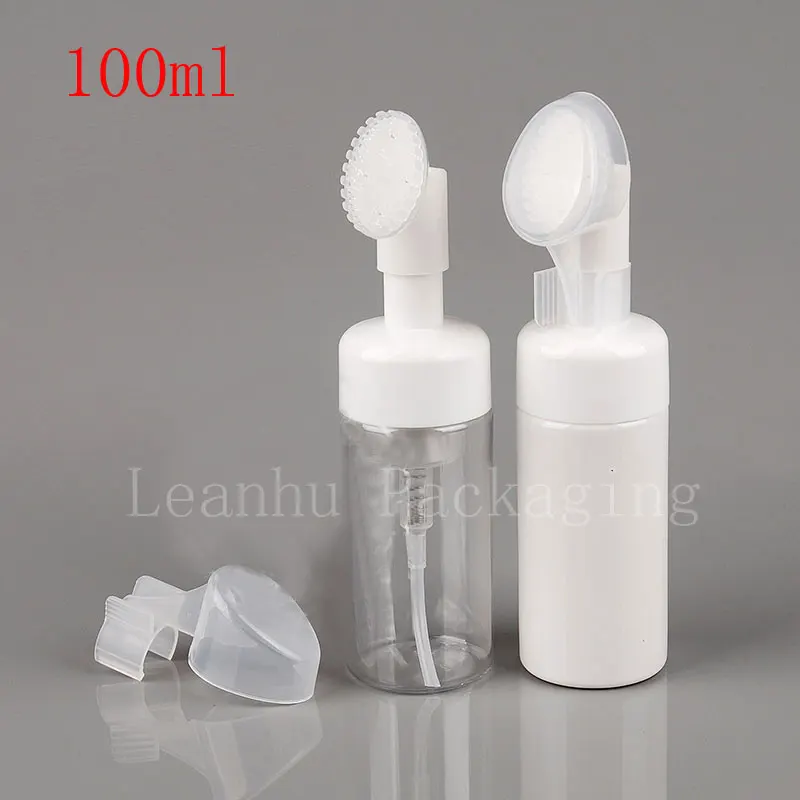 

Wholesale 100ml bottle with a foam brush cleansing mousse foam pump bottle brush silicone brush head