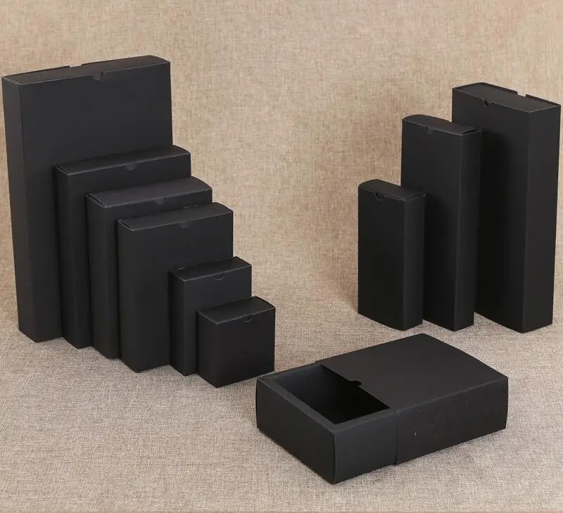 10pcs black packaging cardboard box black packaging gift box Kraft