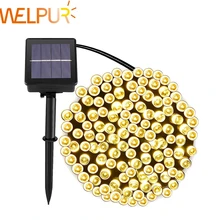 Guirnalda de luces solares para iluminación exterior, bombillas impermeables para decoración de jardín en Navidad y vacaciones, con batería solar, 5M, 7M, 12M, 22M y 6V, hadas