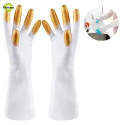 1 пара Кухня латексные перчатки для уборки дома с длинным рукавом прочный Водонепроницаемый перчатки для мытья посуды Чистящие резиновые