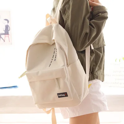NuFangU, простой дизайн, нейлон, корейский стиль, женский рюкзак, модная, для девочек, сумка для отдыха, школьная, Студенческая, сумка для книг, Подростковая - Цвет: beige white M