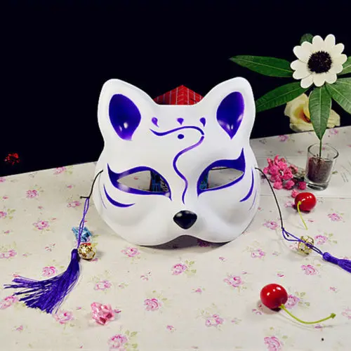 Новая стильная маска с наполовину лисой из аниме, ручная роспись на Хэллоуин, маски для костюмированной вечеринки, модные реквизиты для фотографий, 6 стилей на выбор - Цвет: Style 2