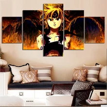 Quadros em tela decoração de casa hd os sete pecados mortais anime 5 painel meliodas dragon's pecado da ira modular fotos poster