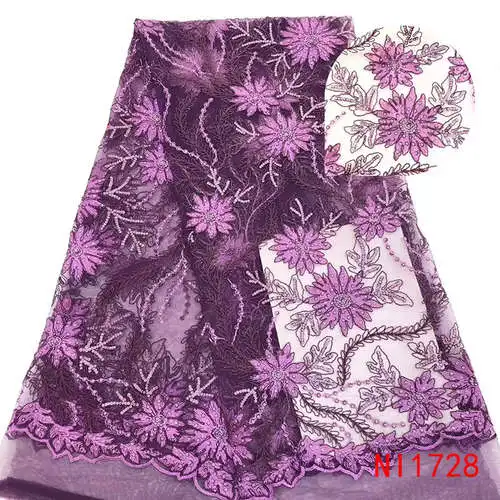 

Nigeria Lace Embroidered High Quality Tulle Lace Fabric Flower Tulle Laces Fabric Latest French QF1728