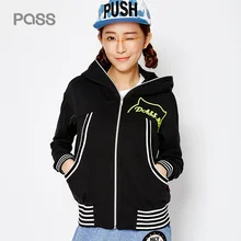 PASS 2017 New Arrival Women Spring Jacket Casual Stripe Letter Embroidery Net Patchwork Hat Coat Female Loose Jacket