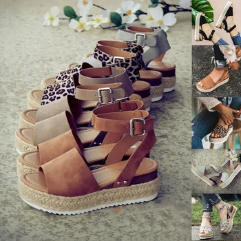 

Plus Size 2019 Wedges Women Sandals Summer Wedge Heels Shoes Platform Flats Shoes Women's Casual Sandals Zapatos De Mujer