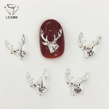LEAMX 10 шт. 3D лося дизайн ногтей рождественские украшения амулеты олени ногти блеск аксессуары для ногтей со стразами Маникюр 11*15 мм L512
