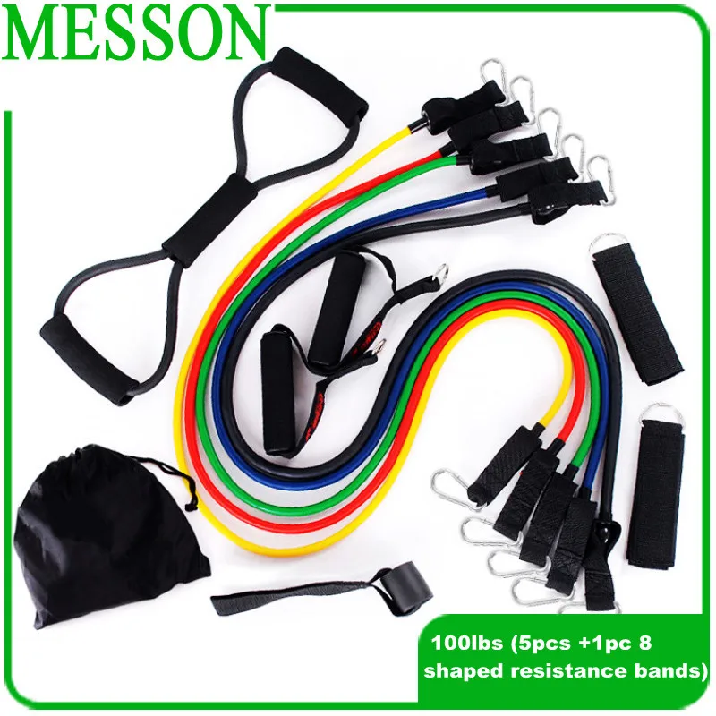 100lbs 12pcs Heavy Duty resistance Band Fitness Exercise Elastic