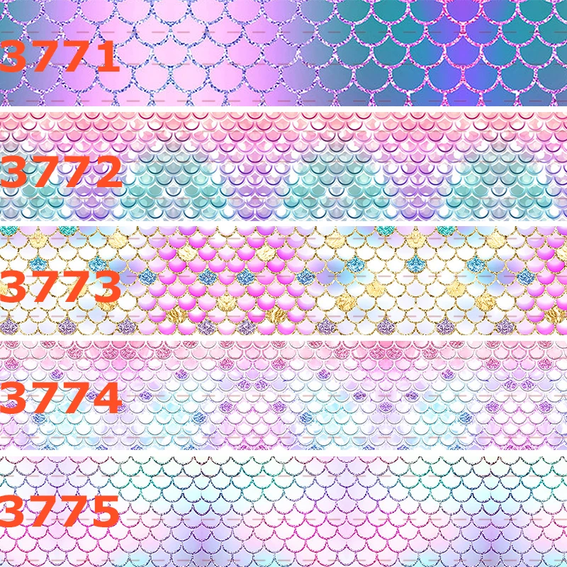 10yards - different sizes Fish scale printed grosgrain ribbon -gradient color fish design | Дом и сад