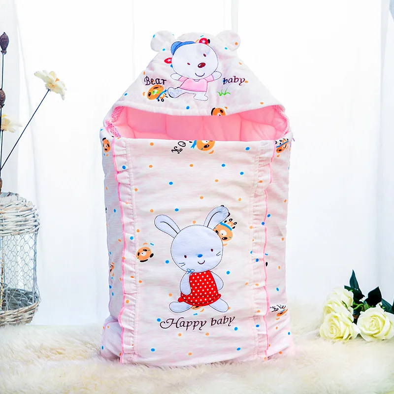 Зимний спальный мешок для малышей с рисунком кролика из мультфильма, хлопок, конверт для новорожденных, детские коляски, спальные мешки 75*45 см
