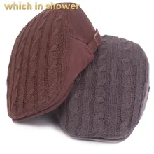 Который в душевой кабельный вязаный берет для женщин мужчин теплая плоская зимняя шапка duckbill peaked cap Мужская Женская Ретро французская шляпа капот