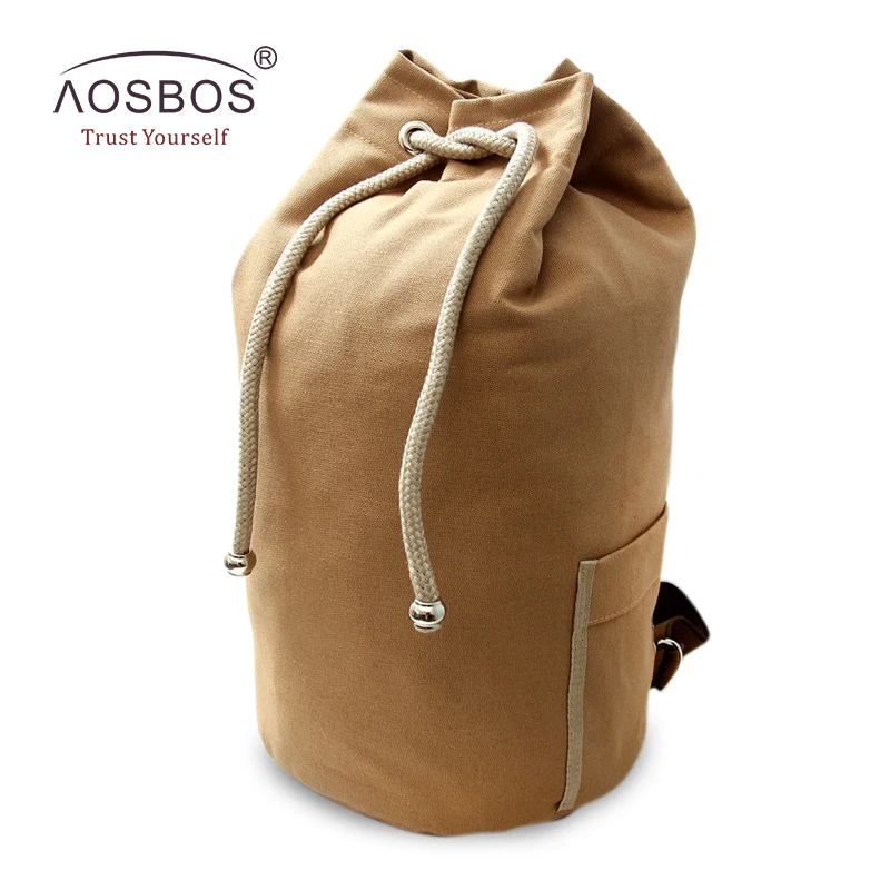 Aosbos Canvas Sports Bags Lanyard Bucket Gym Bag for Women /Men