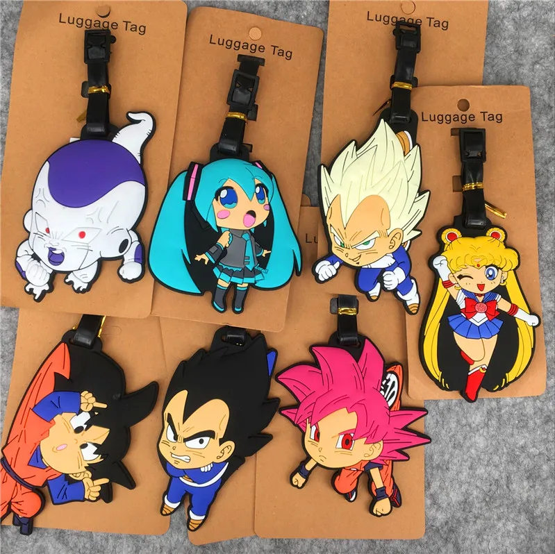 

Anime Dragon ball Hatsune Miku Q version PVC luggage tag pendants toy hang tags checked brand tourist products