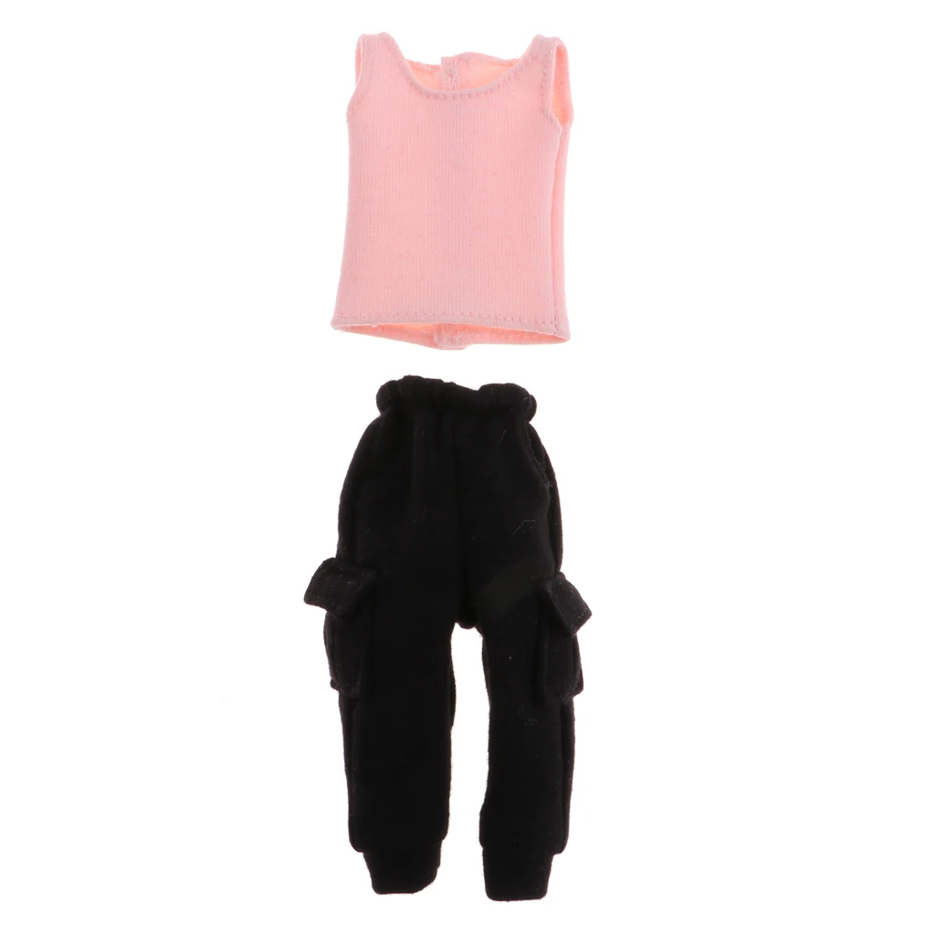  Pink Vest and Black Slack Casual Garment Set Party Dress Up For Blythe Doll Clothes Accs