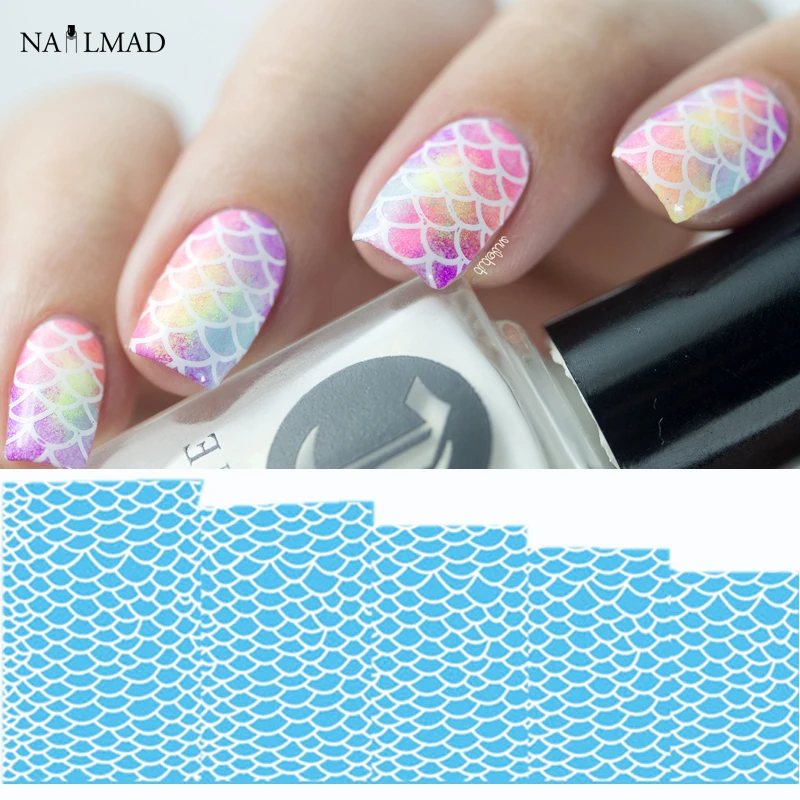 

1 sheet Fish Scale Nail Water Decals Scale Transfer Decals Flowers Nail Art Sticker Tattoo Decals