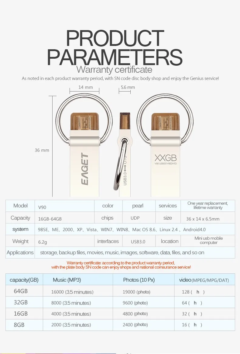 Официальный EAGET V90 USB флеш-накопитель OTG Смартфон флеш-накопитель Micro USB флешка USB 3,0 высокоскоростной 64 ГБ флеш-накопитель USB флешка