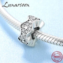 Амулеты, пробки, бусины, снежинка, 925 пробы, серебро, ослепительное, CZ, подходят к оригиналу Pandora, очаровательный браслет, ювелирное изделие