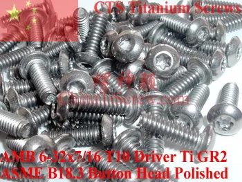 

Titanium screws 6-32x7/16 Button Head Torx T10 Driver Ti GR2 Polished 50 pcs