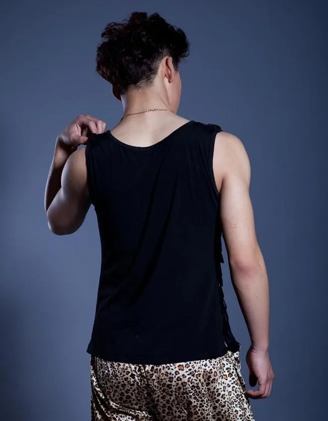 Flake для певицы для сцены черный мужской жилет мужской пуловер брендовая мужская одежда сексуальный танк 1 camisetas regatas 2XL настраиваемый