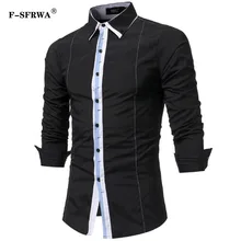Платье Демисезонный Особенности рубашки Для мужчин Повседневное воротник шить длинным рукавом Повседневное Slim Fit мужской рубашки 3XL