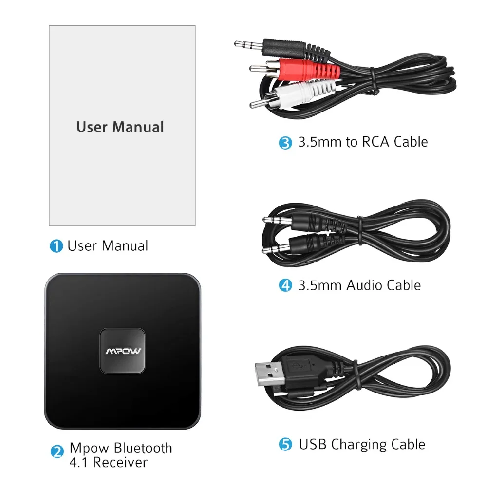 VicTsing Bluetooth 4.1 Receiver Wireless Audio Adapter with High-fidelity Stereo Sound Bluetooth Receiver Car 3.5mm Audio Cable  (15)