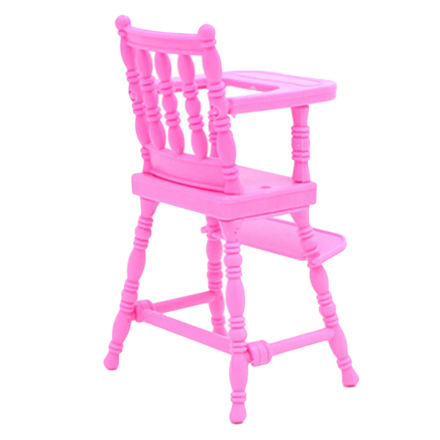 2Pcs=1pcs Baby Pink Mini Nursery High Chair with 1pcs Doll Stroller Carriage Doll House Furniture Accessories for Barbie Toy