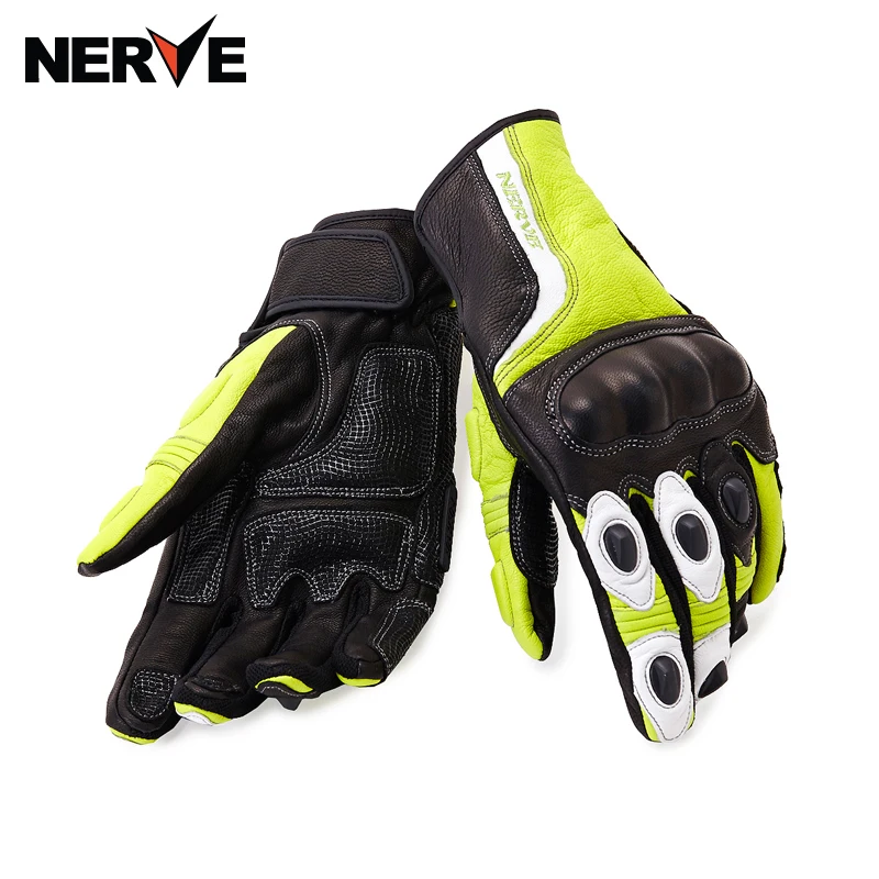 

NERVE Waterproof Real Genuine Leather Carbon Fiber Motorcycle Glove Motocross Racing Men Women Moto Protection Full Finger Gants
