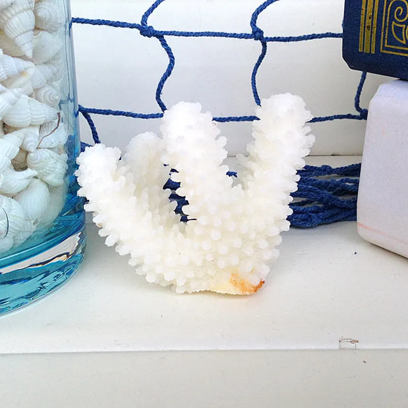 Натуральный Белый Декоративные коралловые ветви кончас оболочки Средиземноморский стиль Свадебные украшения аквариум аксессуары