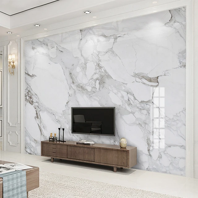Custom Wall Mural Wallpaper High Definition Sir White Marble Custom Wall Mural Wallpaper High Definition Sir White Marble Cloth Living Room Sofa Tv Background Home Decor Fresco