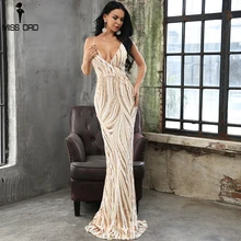 Missord 2021 Sexy grazioso scollo a V con spalle scoperte abiti con paillettes Maxi abito da festa femminile abiti FT8927-1