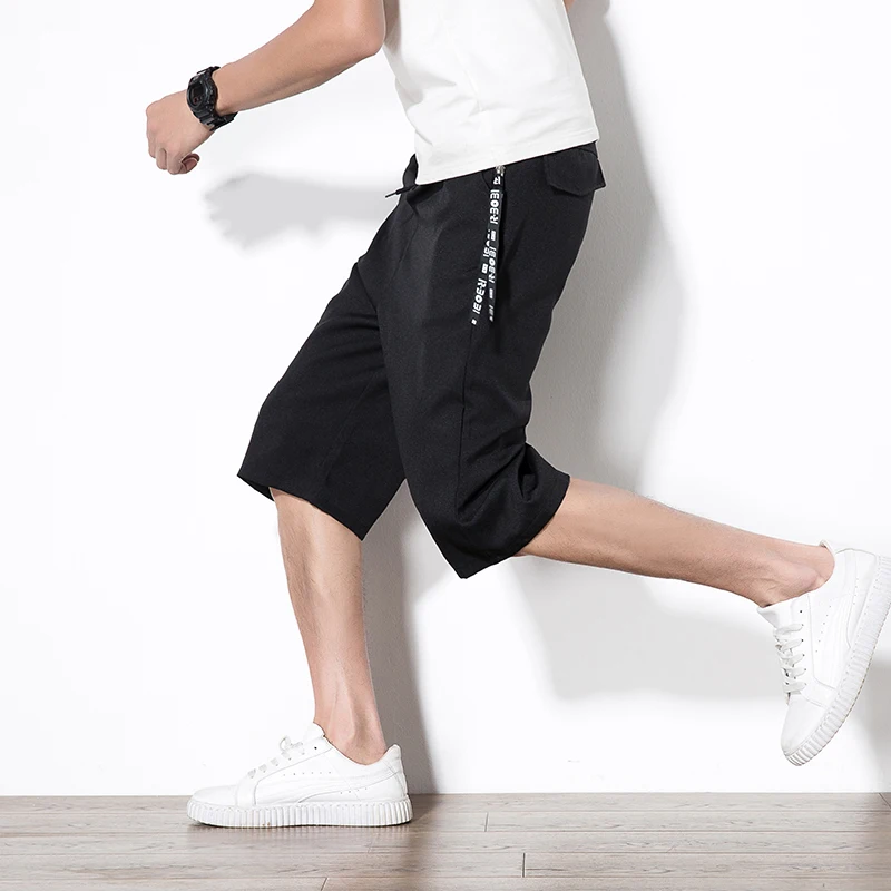Мужские корейские свободные брюки для ног непромокаемые однотонные пляжные шорты с эластичной резинкой на талии хлопковые повседневные мужские шорты homme хлопковые мужские шорты