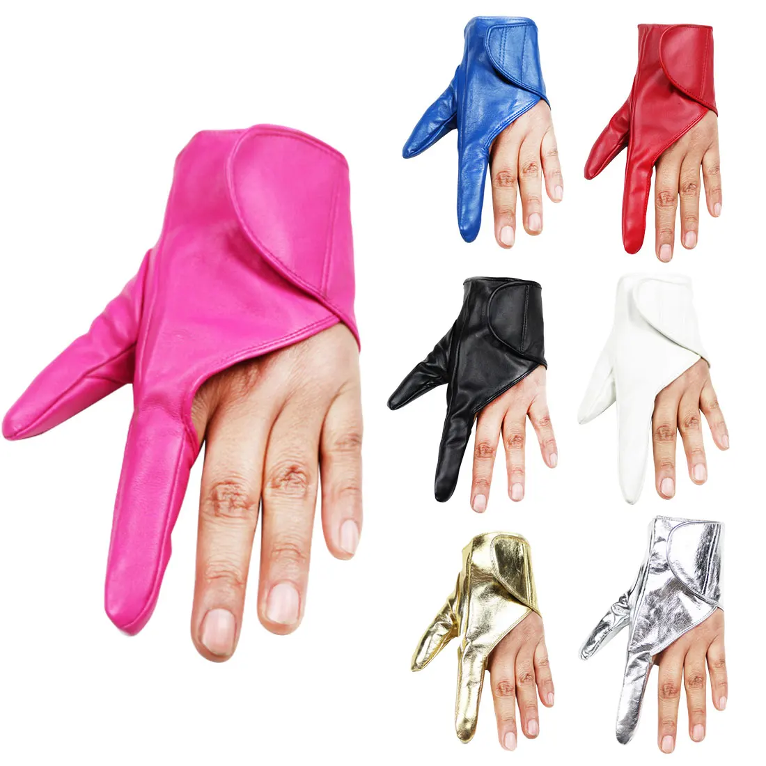 

New Arrival Party Leather Gloves Dancing Women Gloves Showing Black Gold White Red Fingerless Sexy Ladies