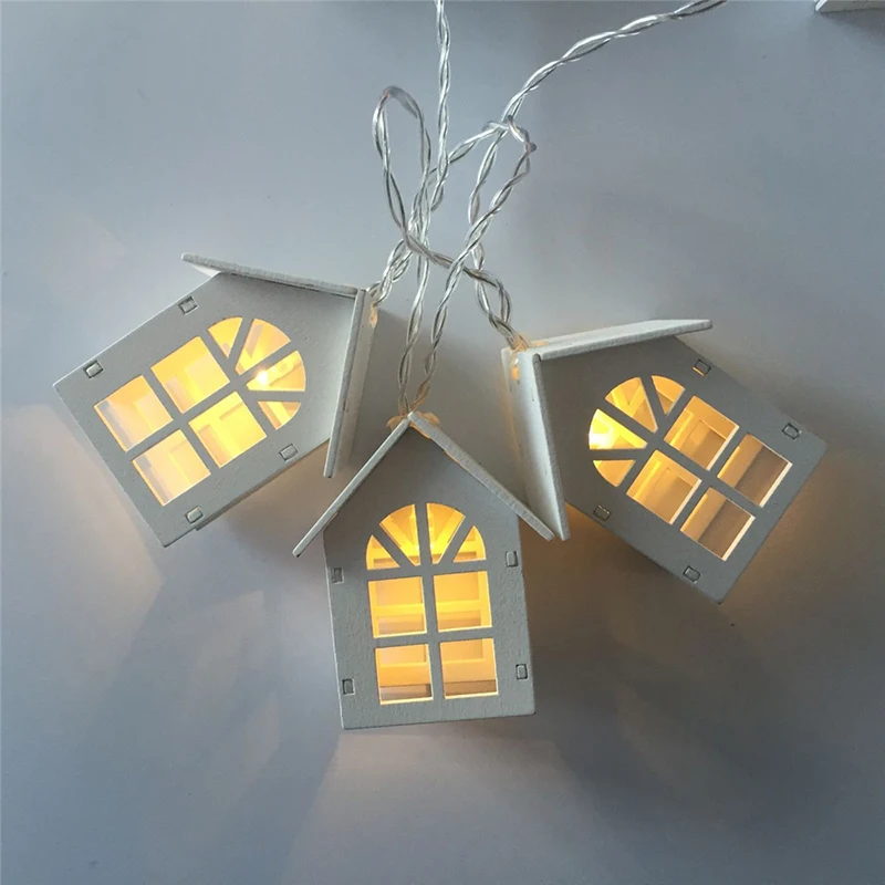 

1.5M Led String Lingts With Dry Battery Wood House Style Hollow 10 LED Bulbs Light For Wedding Party Christmas Decoration Gifts